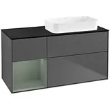 Villeroy & Boch Finion Waschtischunterschrank G682GMGK 120x60,3x50,1cm, Regal links Olive Matt Lacquer, Anthracite matt