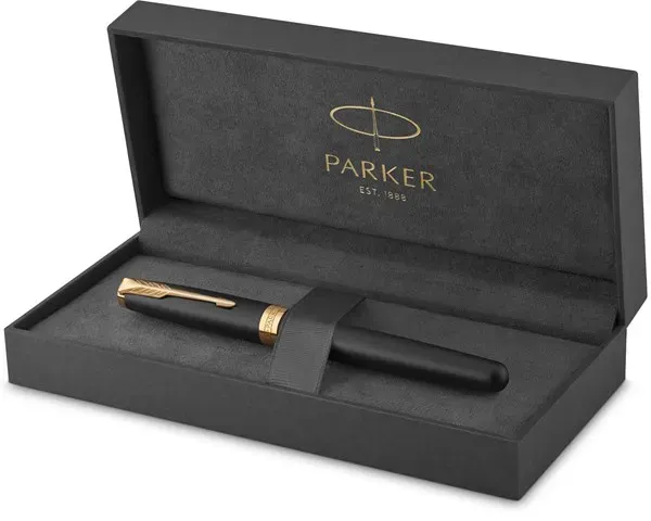 Sonnet Füller | Matt-Schwarze Lackierung mit Goldzierteilen | Füllfederhalter mit feiner Feder | Geschenkbox