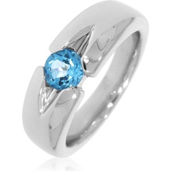 Xen, Ring, Ring mit 5 mm Blautopas ca. 0,54 ct. rhodiniert, (56, 925 Silber)