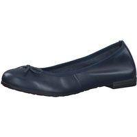 Marco Tozzi Damen Ballerinas aus Leder mit Schleife, Blau