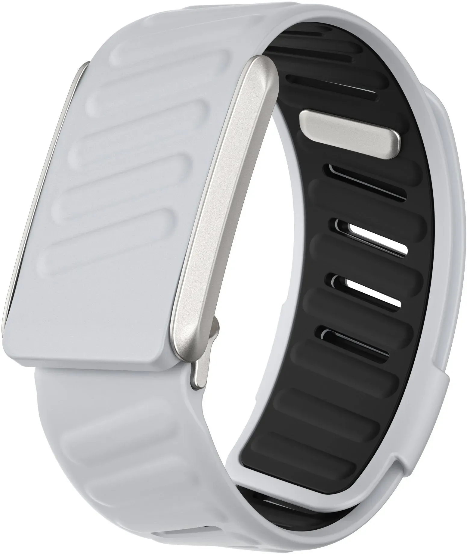 Strap-it Whoop 4.0 Armband Silikon 'Sport' für Whoop 4.0 - Hellgrau/Schwarz - Druckknopf Verschluss