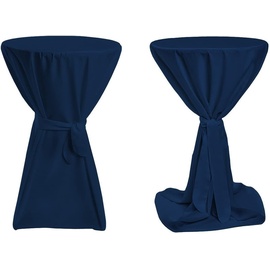 TexDeko Stehtischhusse Premium Dunkelblau Ø 60cm mit Schleifenband