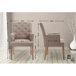 CLP Esszimmerstuhl Sugar im Chesterfield-Stil antik-hell/taupe