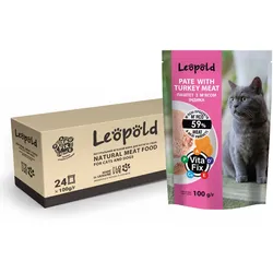 Leopold Fleischpastete mit Pute für Katzen 24x100g