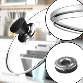 Kadax Topfdeckel, Universaldeckel aus Glas mit Schwarzmatt griff, 20 cm