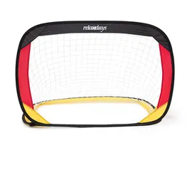 Relaxdays Pop-Up Tor 2er Set Deutschland, Mini-Fußballtor selbstentfaltend, HxBxT: 80 x 119 x 83 cm, schwarz-rot-gold