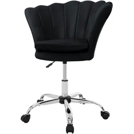 ML-Design Bürostuhl Schreibtischstuhl 360° drehbar mit Rückenlehne, Muscheldesign 68x68 cm Schwarz Metallgestell