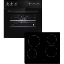 PKM Einbauherd Set Backofen schwarz + Glaskeramikkochfeld