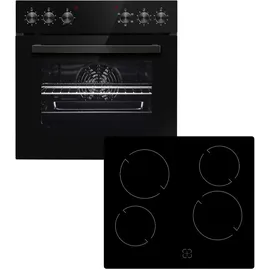 PKM Einbauherd Set Backofen schwarz + Glaskeramikkochfeld