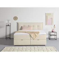 Boxbett ANDAS "Kederleicht", beige, B:195cm L:213cm, Komplettbetten, Boxspringbett, inklusive Bettkasten & Topper, in 4 Breiten und 2 Härtegraden