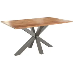 SAM® Esstisch Baumkante massiv Akazie natur 120 x 80 silber SPYRO