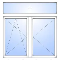 Kunststofffenster 2-flügelig DAVID Dreh / Dreh-Kipp Stulp mit Oberlicht Weiß RAL 9016 beidseitig innen öffnend DIN rechts