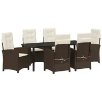 VidaXL 7-teiliges Garten-Esszimmer-Set mit Kissen Braun Poly Rattan