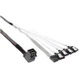 InLine Mini SAS HD Kabel, SFF-8643 gewinkelt zu 4x SATA + Sideband, 0,5m
