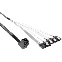 InLine Mini SAS HD Kabel, SFF-8643 gewinkelt zu 4x SATA + Sideband, 0,5m