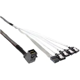 InLine Mini SAS HD Kabel, SFF-8643 gewinkelt zu 4x SATA + Sideband, 0,5m