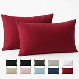 Dreamzie Kissenbezug 40x60 Baumwolle Renforcé (2er-Set) - Burgunderrot - Dicht gewebt mit 57 Fäden/cm2 - Kissenbezug 40 x 60 - Oeko Tex Zertifiziert - Dreamzie