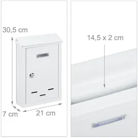 Relaxdays Briefkasten weiß inkl. Namensschild