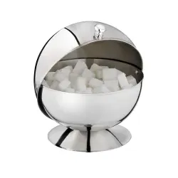 APS Zuckerkugel mit Rolldeckel, hochglanzpoliert 00033 , 1 Kugel, Farbe: metallic-silber