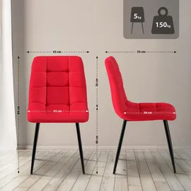 CLP 4er Set Esszimmerstühle Antibes Stoff rot