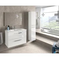 Möbelando Badezimmer-Set >Aruba< in Weiß Hochglanz/Weiß lackiert - 80x57x45
