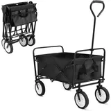 TLGREEN Bollerwagen Bollerwagen Faltbar,Handwagen mit Seitentasche, 80kg Tragkraft,Outdoor Camping Einkaufen für Jedes Gelände schwarz