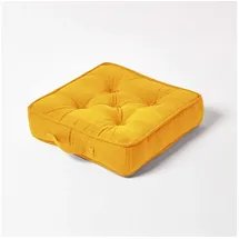 Homescapes - Rajput Bodenkissen aus Baumwolle, 40 x 40 X 10 cm, senfgelb