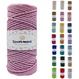 Sznurkomania, Baumwollkordel 3mm 100m, 46 Farben, Häkelkordel, Geflochten Baumwollkordel 3mm, Makramee Kordel, Makramee Garn, Premium Garn, Makramee Seil (Schmutzig Rosa)