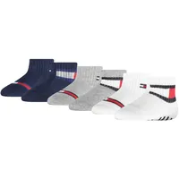 TOMMY HILFIGER Baby Unisex Socken, 6 Pack - FLAG SOCK ECOM, 3 Paar als Stoppersocken Weiß/Grau/Dunkelblau 23-26