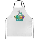 Ferocity Personalisierter Kinderschürze Kind Malschürze Kunstkittel Kochschürze Apron Werkschürze mit einem Motiv Weiß mit Namen Motiv Dinosaurier Team [074]