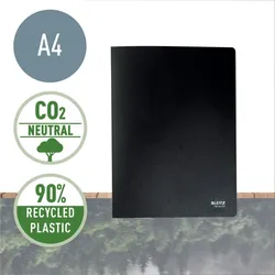 LEITZ Sichtbuch Recycle, A4, schwarz, 20 dokumentenechte Hüllen, oben offen