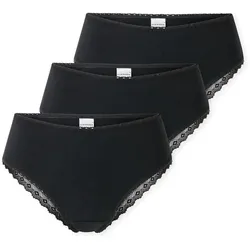 SCHIESSER Damen Brazilian-Slips, 3er Pack - 3Pack Brazilian, Stretch Cotton, uni Schwarz S