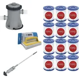 WAYS - Poolpflege - Poolsauger & Filterpumpe 1249 L/h & 12 Filter Typ I & WAYS Scheuerbürste