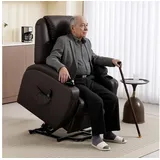 HOMCOM Relaxsessel mit Aufstehhilfe, Liegefunktion (Fernsehsessel, 1-St., Gepolstert TV-Sessel), mit Aufsteh-Funktion, Kaffee-Braun braun 83 cm x 107 cm x 95 cm