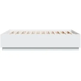 vidaXL Bettgestell mit LED Weiß 135x190 cm Holzwerkstoff