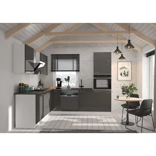 Küchen-Preisbombe Winkelküche L-Form 210 x 260 cm Grau/Weiß