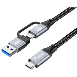 Equip 128432 2-in-1 USB 3.2 Gen 2x2 C auf C/A Kabel, 2,0m, PD100W, 4K/60Hz, 20Gbps, Schwarz