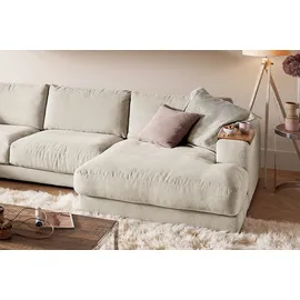 KAWOLA Wohnlandschaft U-Form Madeline Cord Longchair rechts cremeweiß