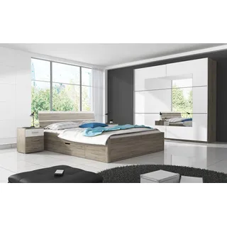 Schlafzimmer-Set INOSIGN "Beta Komplettschlafzimmer in 3 Farben und 2 Bettgrößen", weiß (sanremo, weiß), B/H: 160cm x 200cm, FSC-zertifizierter Holzwerkstoff, Schlafzimmermöbel-Sets, FSC-zertifizierter Holzwerkstoff, Made in Europe