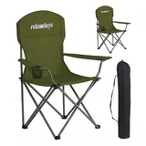 Relaxdays Campingstuhl 2er Set Dunkelgrün/Silber