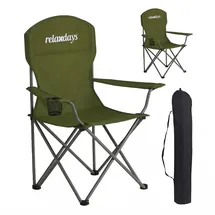 Relaxdays Campingstuhl 2er Set Dunkelgrün/Silber