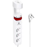 Aigostar Tischsteckdose 3-Fach mit Schalter Steckerleiste mit 3 USB,1.4M Kabel Steckdosenleiste (Kabellänge 1.4 m) weiß