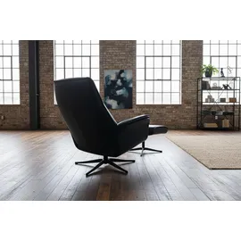 KAWOLA Relaxsessel JOSIANE Leder 78 x 107 x 78 cm schwarz mit Hocker