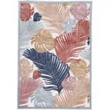 Teppich CARPETFINE "Deja 104", bunt (multi), B:120cm H:4mm L:170cm, Polypropylen, Teppiche, Teppich, robustes Flachgewebe, Floral Palmenblätter, In- und Outdoor, Läufer