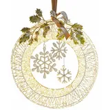 Loberon LED-Kranz Winsloe, für Innen & Außen, Strahlender Lichterglanz, Festliche Dekoration, Türkranz, Eisendraht, weiß/Silber