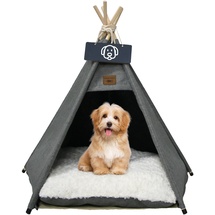 whiwhi Tipi Zelt für Haustiere Hundezelt Katzenzelt mit Kissen Waschbar Haustierzelte Häuser Hundehöhle und Haustierhäuser Wegklappen Haustier Zelt Möbel 50x50x60cm