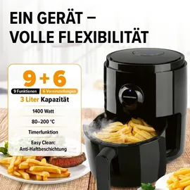 GOURMETmaxx Heißluft-Fritteuse 3L 1400W schwarz