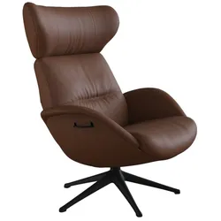 Relaxsessel FLEXLUX "Relaxchairs More", braun (old chestnut braun), B:90cm H:107cm T:89cm, 100% Echtleder, Sessel, Premium Komfort, Rücken- & Kopfteilverstellung, drehbar, Fuß schwarz