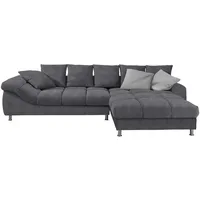 Carryhome Wohnlandschaft, Dunkelgrau, Metall, 5-Sitzer, Füllung: Schaumstoff, Ottomane rechts, L-Form, einmalig seitenverkehrt montierbar, 337x228 cm, Stoffauswahl, Rücken echt, Wohnzimmer, Sofas & Couches, Wohnlandschaften, Ecksofas