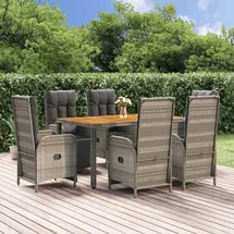 vidaXL Garten-Essgruppe 7-tlg. Grau